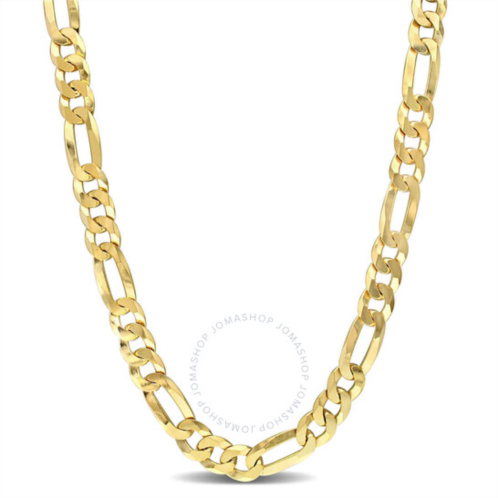 Amour 8.9mm Flat Figaro Chain Necklace In Yellow Plated Sterling Silver, 22 In
