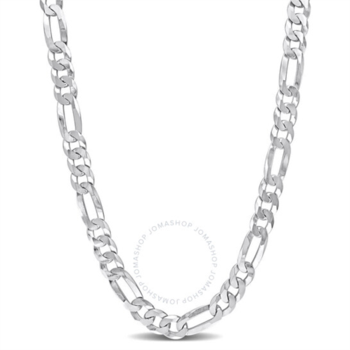 Amour 8.9mm Flat Figaro Chain Necklace In Sterling Silver, 22 In