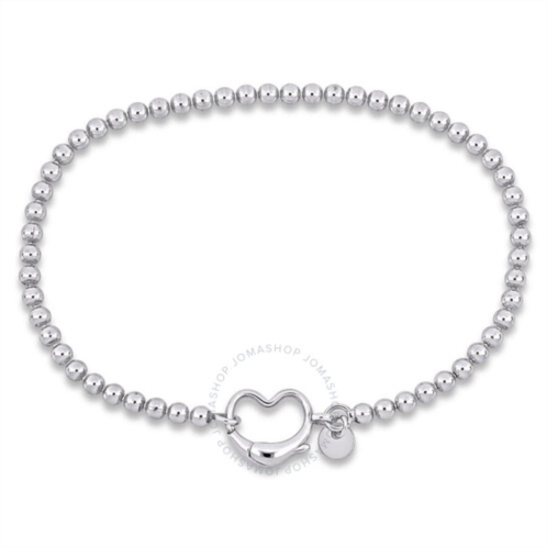 Amour Bead Link Bracelet in Sterling Silver with Heart Clasp