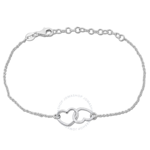 Amour Double Heart Charm Chain Bracelet in Sterling Silver