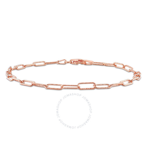 Amour Fancy Paperclip Chain Bracelet In Rose Plated Sterling Silver, - 7 In.