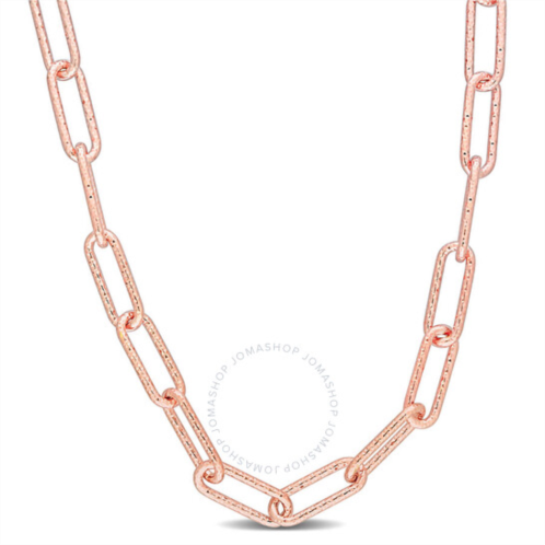 Amour 6mm Fancy Paperclip Chain Necklace In Rose Plated Sterling Silver, 18 In