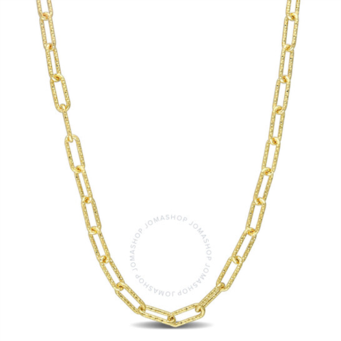 Amour 3.5mm Fancy Paperclip Chain Necklace In Yellow Plated Sterling Silver, 16 In