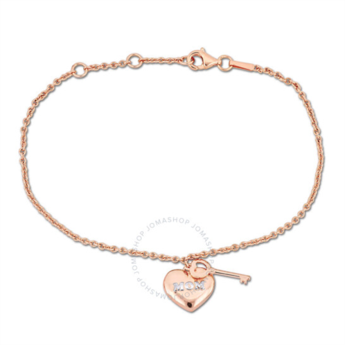 Amour Mom Heart & Key Charm Bracelet in 18k Rose Plated Sterling Silver