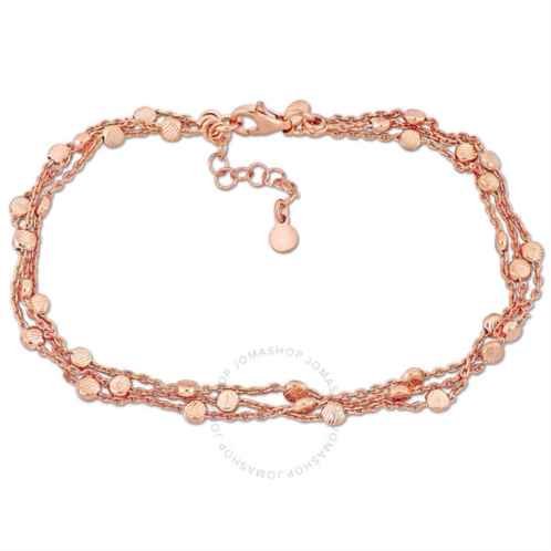 Amour Multi-strand Anklet with Lobster Clasp in Rose Plated Sterling Silver - 9 in.