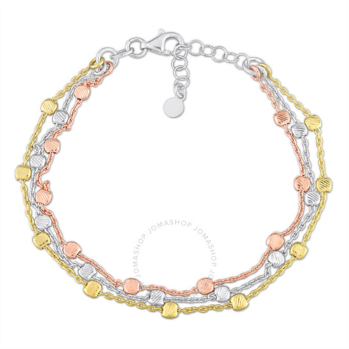 Amour Multi-Strand Bracelet In 3-Tone Plated Sterling Silver, 7.5 In