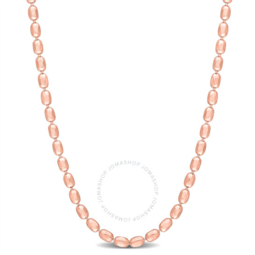 Amour Oval Ball Chain Necklace In Rose Plated Sterling Silver, 20 In