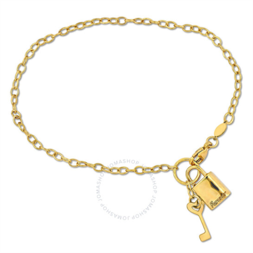 Amour Padlock & Key Charm Bracelet in 14k Yellow Gold