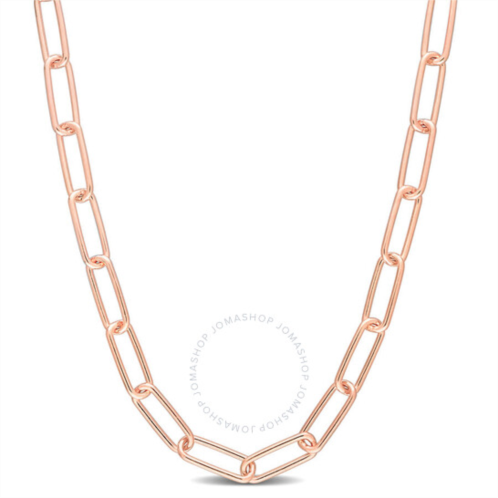 Amour 5mm Paperclip Chain Necklace In Rose Plated Sterling Silver, 16 In
