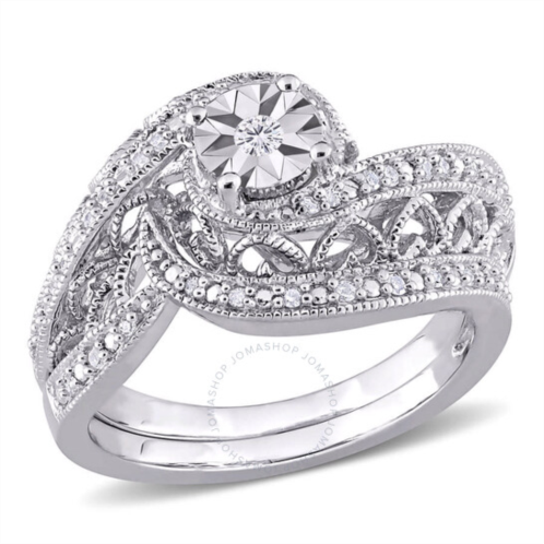 Amour 1/5 CT TW Diamond Vintage Bridal Set In Sterling Silver