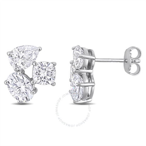 Amour 4 4/5 CT DEW Created Moissanite Three-stone Earrings In Sterling Silver