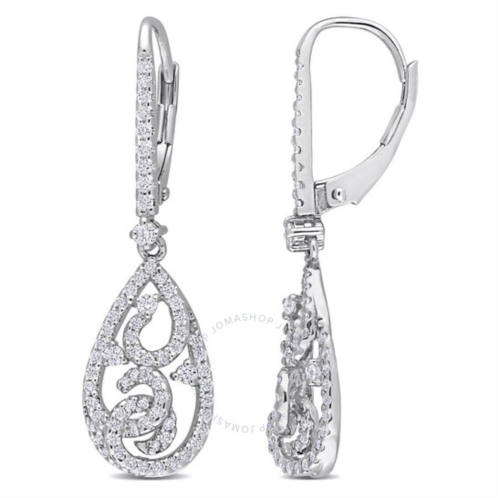Amour 4/5 CT DEW Created Moissanite Leverback Dangle Earrings In Sterling Silver