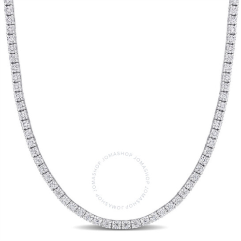 Amour 12 1/2 CT DEW Created Moissanite Tennis Necklace In Sterling Silver