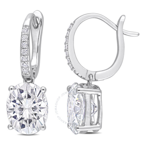 Amour 5 1/5 CT DEW Oval Created Moissanite Drop Earrings In Sterling Silver