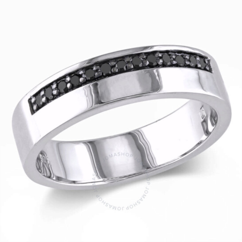 Amour 1/5 CT TW Black Diamond Single Row Mens Ring In Sterling Silver