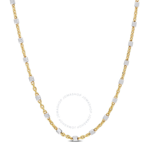 Amour Two-Tone White Bead Chain Necklace In Yellow Plated Sterling Silver, 20 In