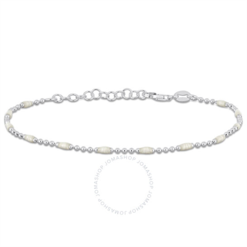 Amour White Enamel Station Ball Link Bracelet in Sterling Silver