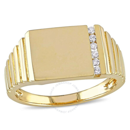 Amour 1/10 CT TW Diamond Mens Signet Ring In 10K Yellow Gold