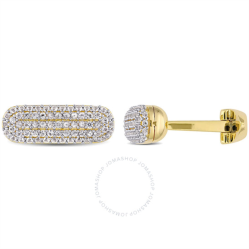 Amour 1 1/3 CT TGW White Sapphire Oval Cufflinks In Yellow Plated Sterling Silver