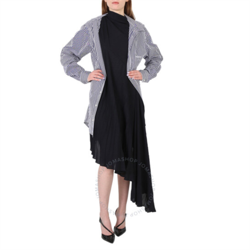 Balenciaga Ladies Black Twisted Layered Shirt-effect Asymmetric Dress, Brand Size 34 (US Size 0)