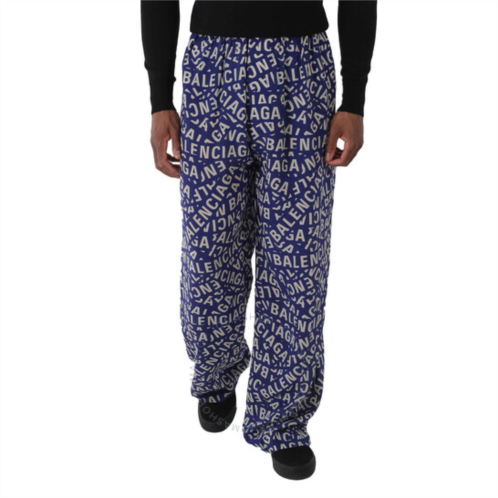 Balenciaga Mens All-Over Logo Print Pyjama Trousers, Brand Size 44 (Waist Size 28)