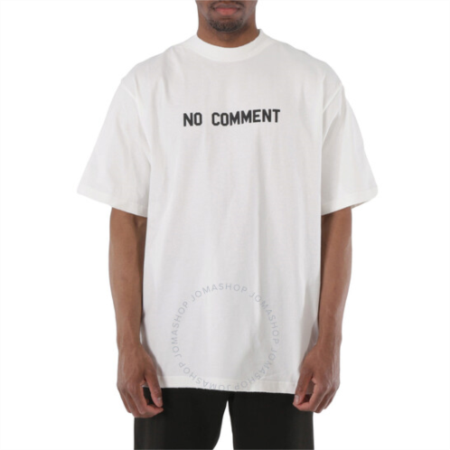Balenciaga Off White Cotton No Comment Print T-Shirt, Size XX-Small