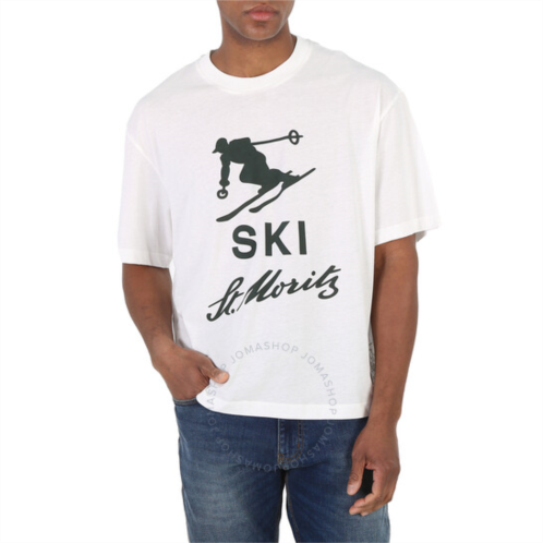 Bally Bone 15 Ski St. Moritz Print Cotton T-Shirt, Size Small