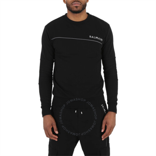 Balmain Mens Reflective Logo Print Cotton Sweatshirt, Size Small