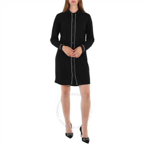 Barrie Ladies Contrast-trimmed Cashmere and Cotton Shirt Dress, Size Large