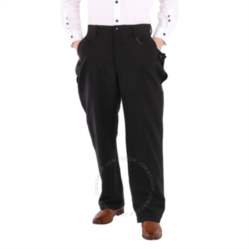 Burberry Black Wool Mohair Press Stud Detail Trousers, Brand Size 52 (Waist Size 35.8)