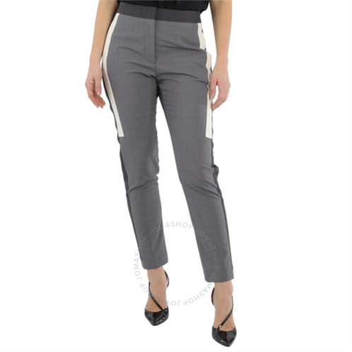 Burberry Contrast Stripe Crop Wool Trousers In Grey, Brand Size 10 (US Size 8)