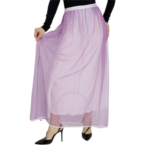 Burberry Floor-length Flocked Cotton Tulle Skirt In Lilac / White, Brand Size 8 (US Size 6)