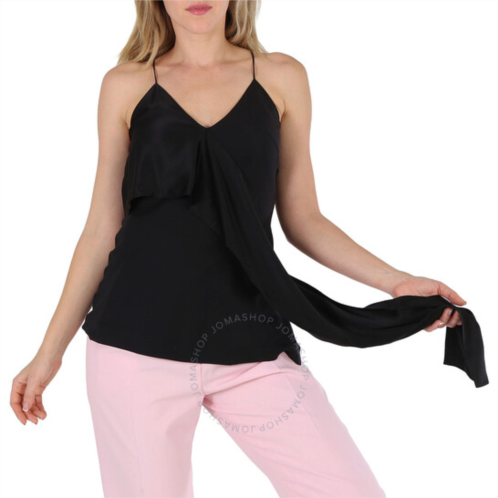 Burberry Ladies Arla Black Asymmetrical Silk Top, Brand Size 4 (US Size 2)
