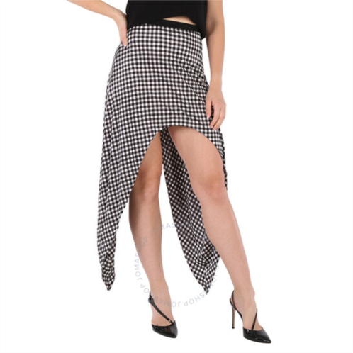Burberry Ladies Black Gingham Check Back Tie Skirt, Brand Size 4