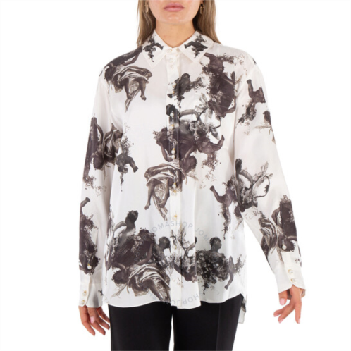 Burberry Ladies Black Renaissance Carlota Long Sleeve Silk Blouse, Brand Size 4 (US Size 2)