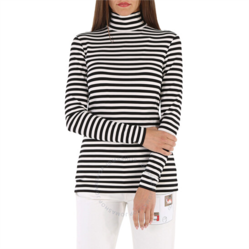 Burberry Ladies Black Striped Stretch Jersey Turtleneck Top, Size XX-Small