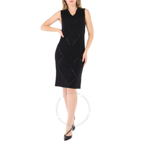 Burberry Ladies Black Wool-Blend Midi Dress, Size X-Small