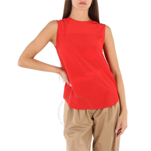 Burberry Ladies Bright Red Sleeveless Silk Crepe De Chine Top, Brand Size 4 (US Size 2)