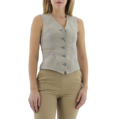 Burberry Ladies Grey Cut-out Detail Technical Wool Waistcoat, Brand Size 8 (US Size 6)