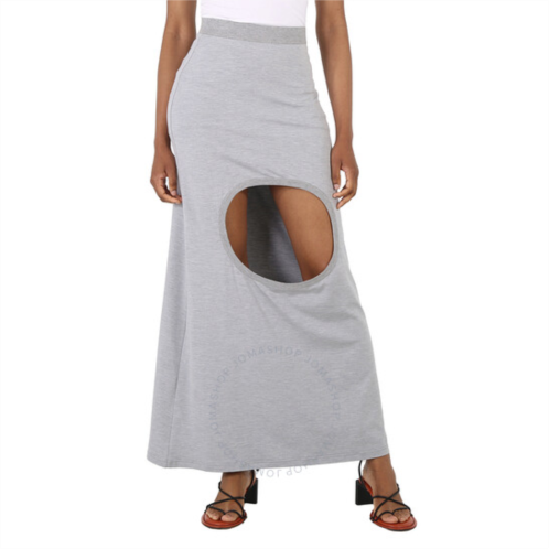 Burberry Ladies Grey Melange Stretch Silk Jersey Step-through Skirt, Brand Size 8 (US Size 6 )