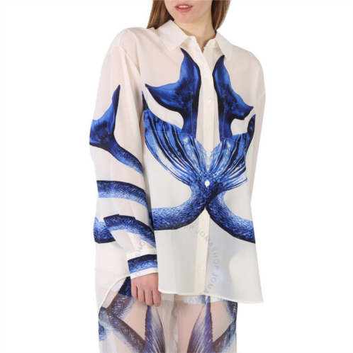 Burberry Ladies Mermaid Tail Print Silk Shirt, Brand Size 14