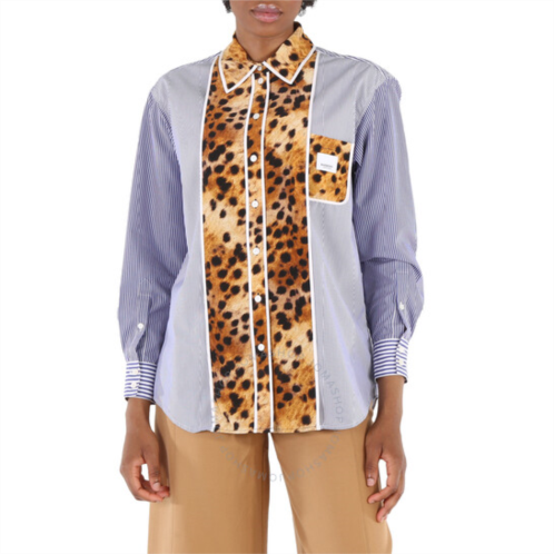 Burberry Ladies Navy Stripe Aida Spotted Monkey Print Shirt, Brand Size 2 (US Size 0)