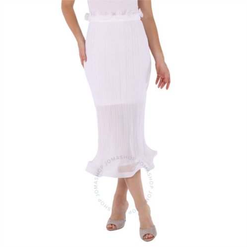 Burberry Ladies Optic White Plisse Ruffle Detail Skirt, Brand Size 6 (US Size 4)