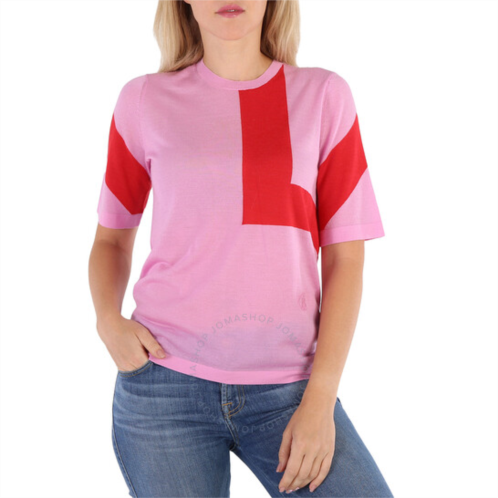Burberry Ladies Primrose Pink Graphic Mirar Knit Top, Size Small