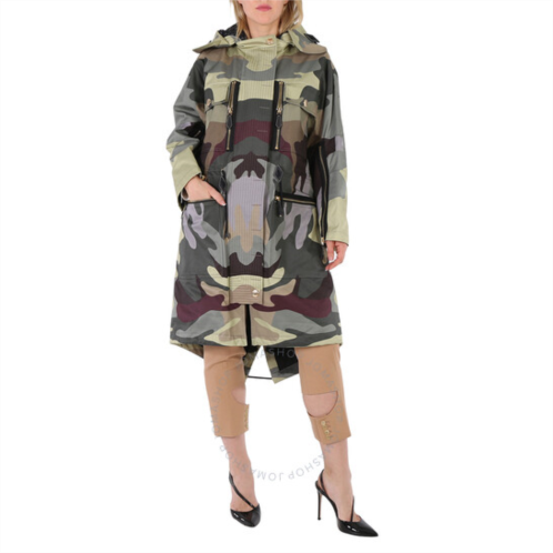 Burberry Ladies Sage Green Single-Breasted Camouflage-Print Cotton Parka, Brand Size 4 (US Size 2)