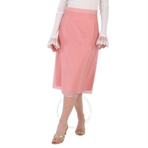 Burberry Ladies Silk-lined Plastic A-line Skirt In Rose Pink, Brand Size 4