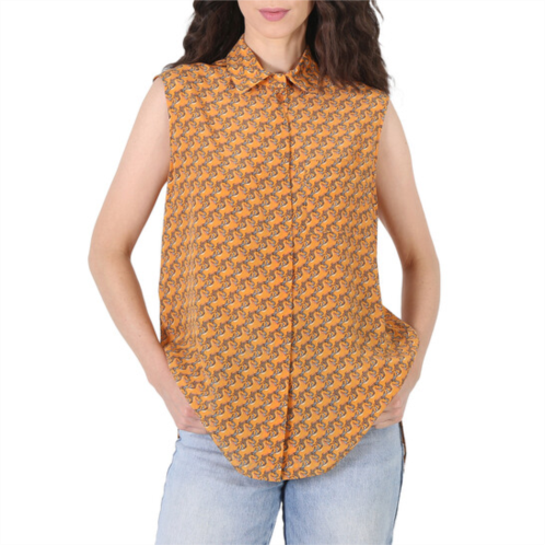 Burberry Ladies Sleeveless Unicorn Print Silk Shirt, Brand Size 6 (US Size 4)