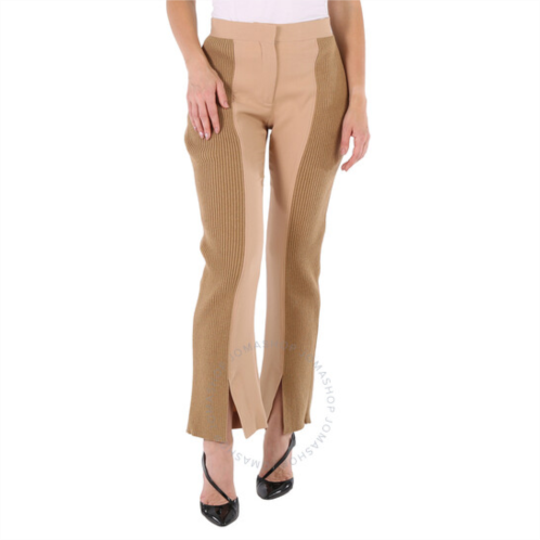 Burberry Ladies Soft Fawn Wide Leg Smart Trousers, Brand Size 8 (US Size 6)
