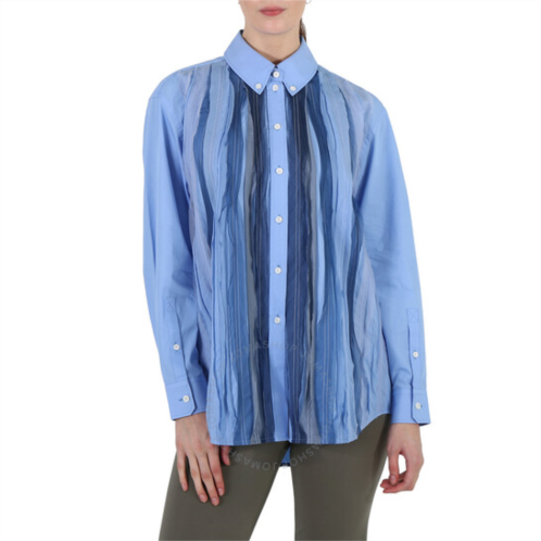 Burberry Ladies Vivid Cobalt Silk Pleated Shirt, Brand Size 2 (US Size 0)