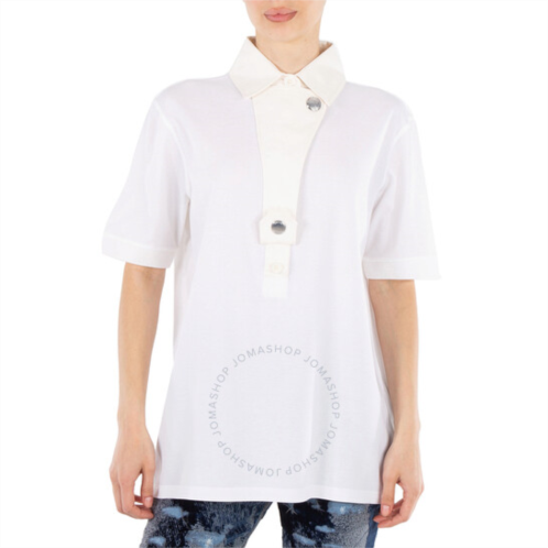 Burberry Ladies White Cotton Polo Shirt, Size Medium